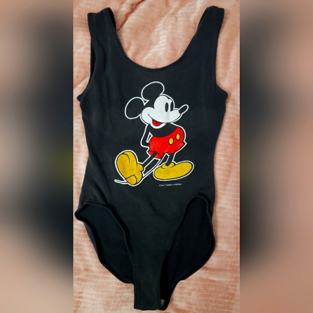VINTAGE- MICKEY MOUSE BLACK BODYSUIT SIZE SMALL
